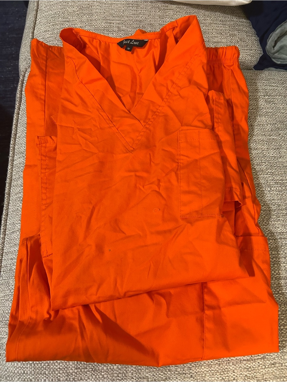 Just Love Orange V-Neck Scrub set 1x